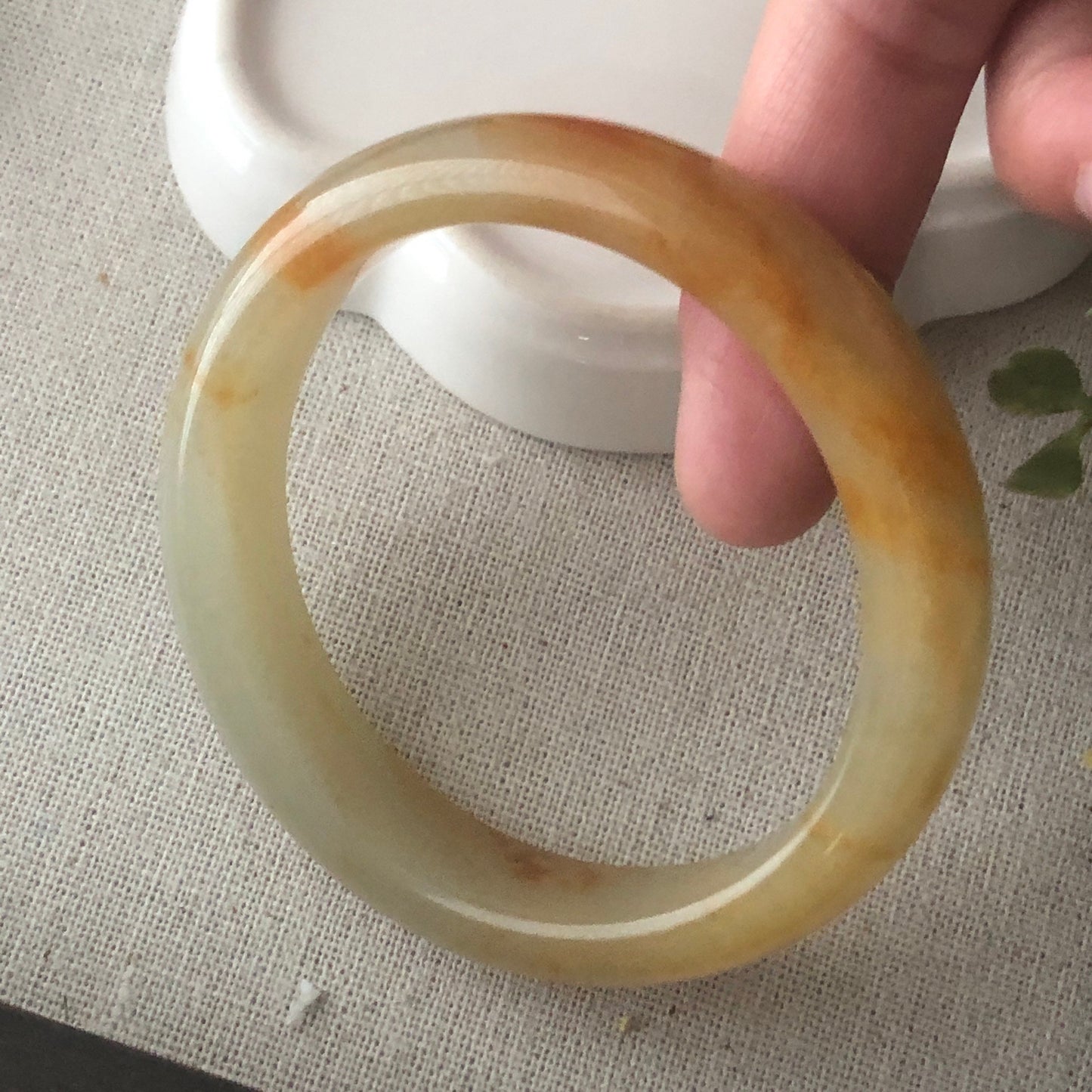 55mm Hetian Jade Yellow Brown Bangle