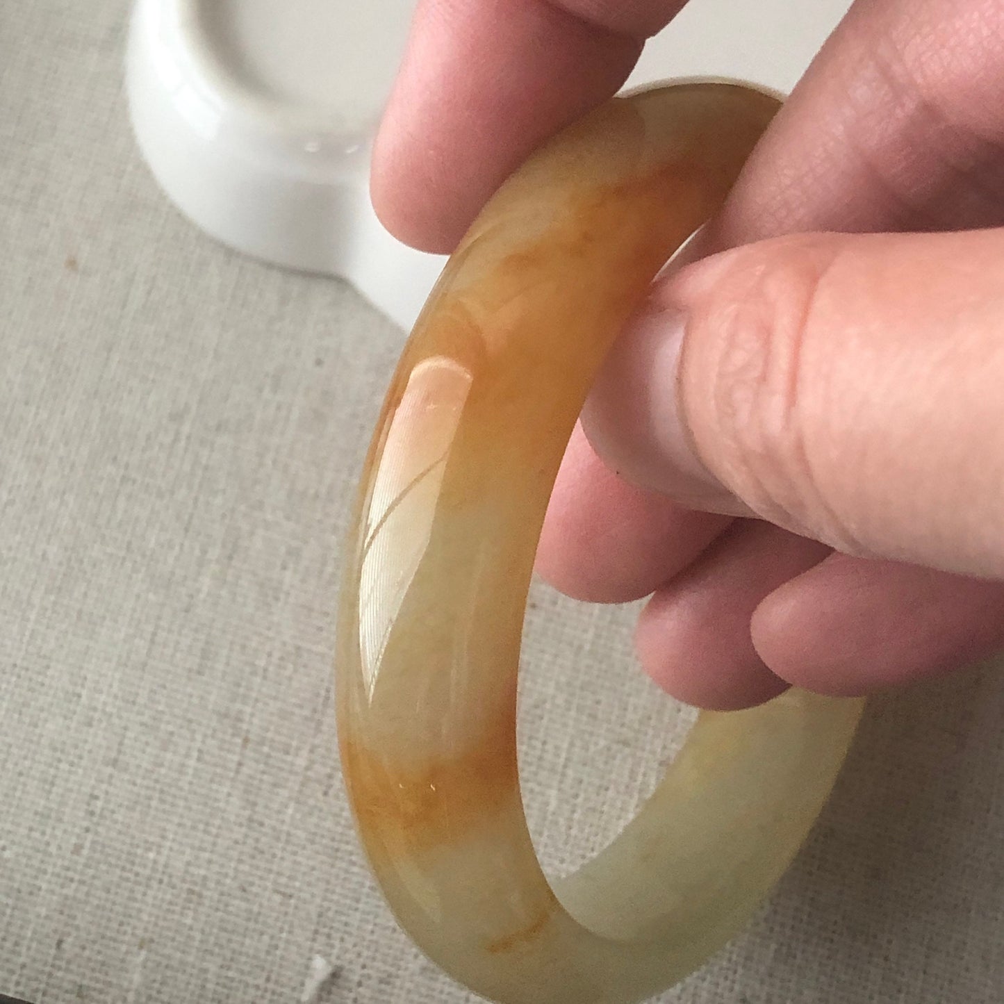55mm Hetian Jade Yellow Brown Bangle
