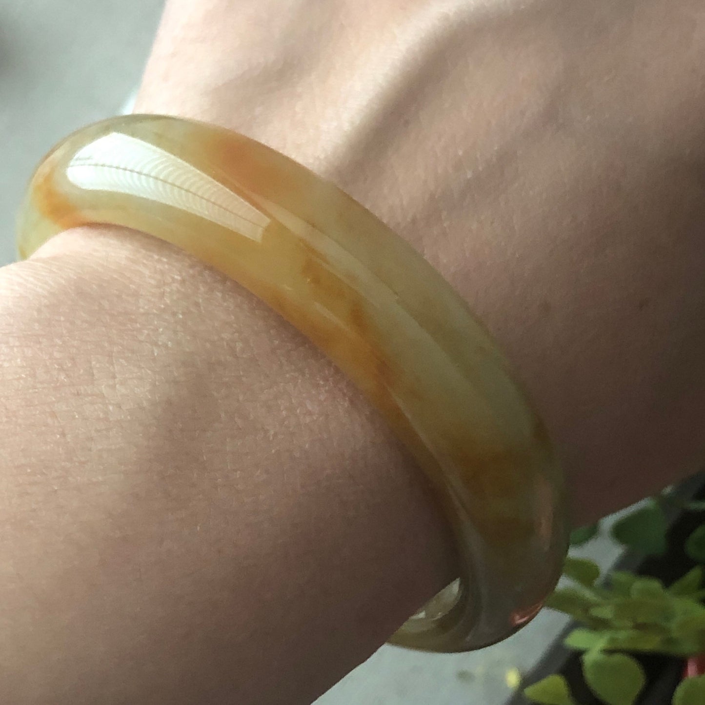 55mm Hetian Jade Yellow Brown Bangle