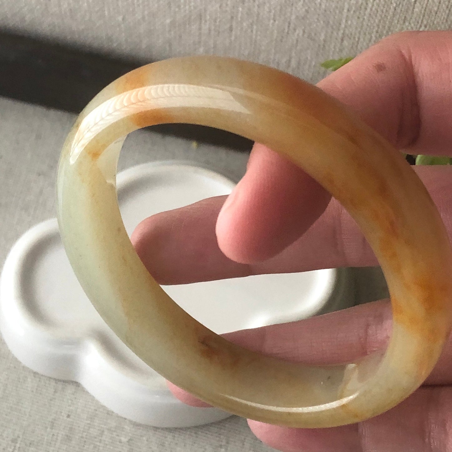 55mm Hetian Jade Yellow Brown Bangle