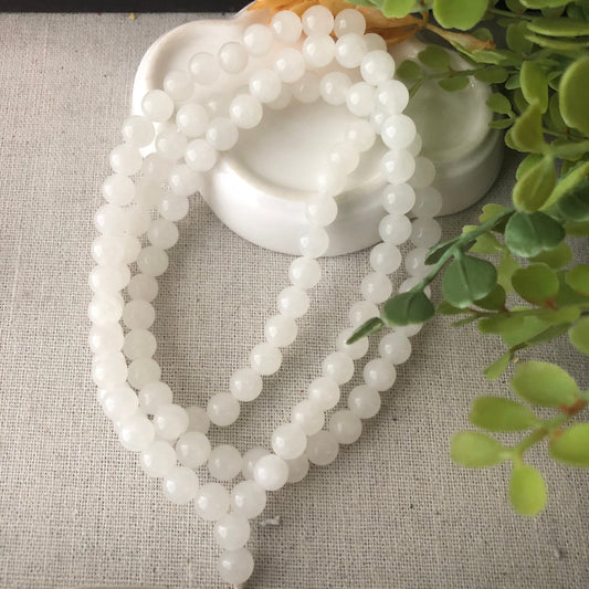 7mm Icy Hetian Jade Bead Bracelet Necklace