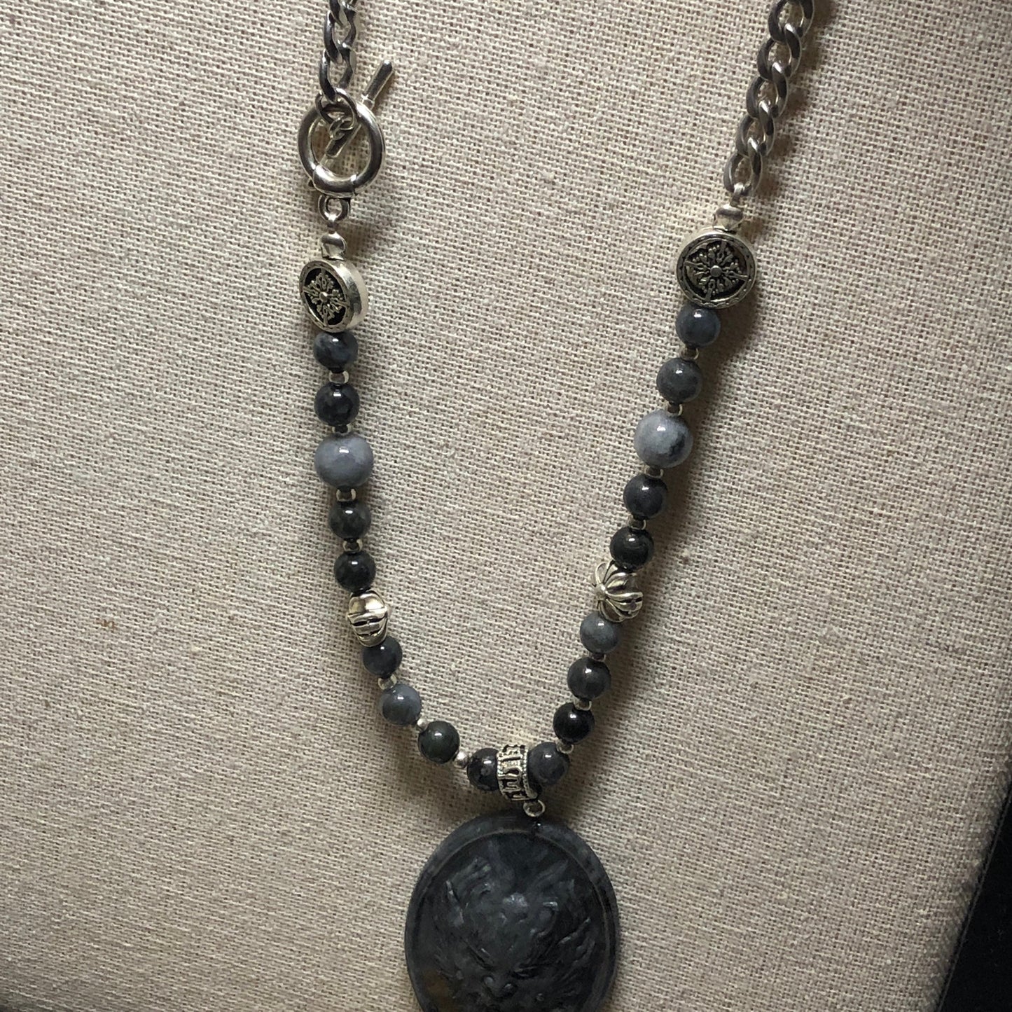 50 mm Icy Wuji Jadeite Jade Carved Dragon Head Pendant