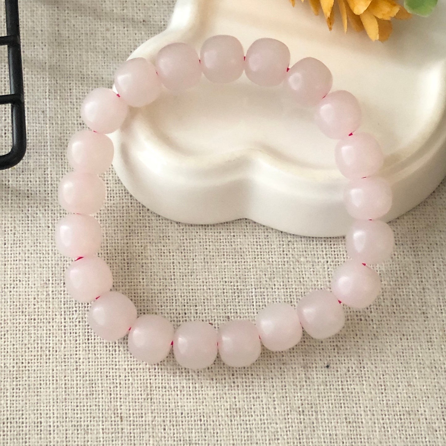 9 mm Matte Pink Hetian Jade Long Bead Bracelet