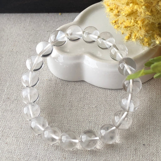10.5 mm Natural White Quartz Crystal Bracelet