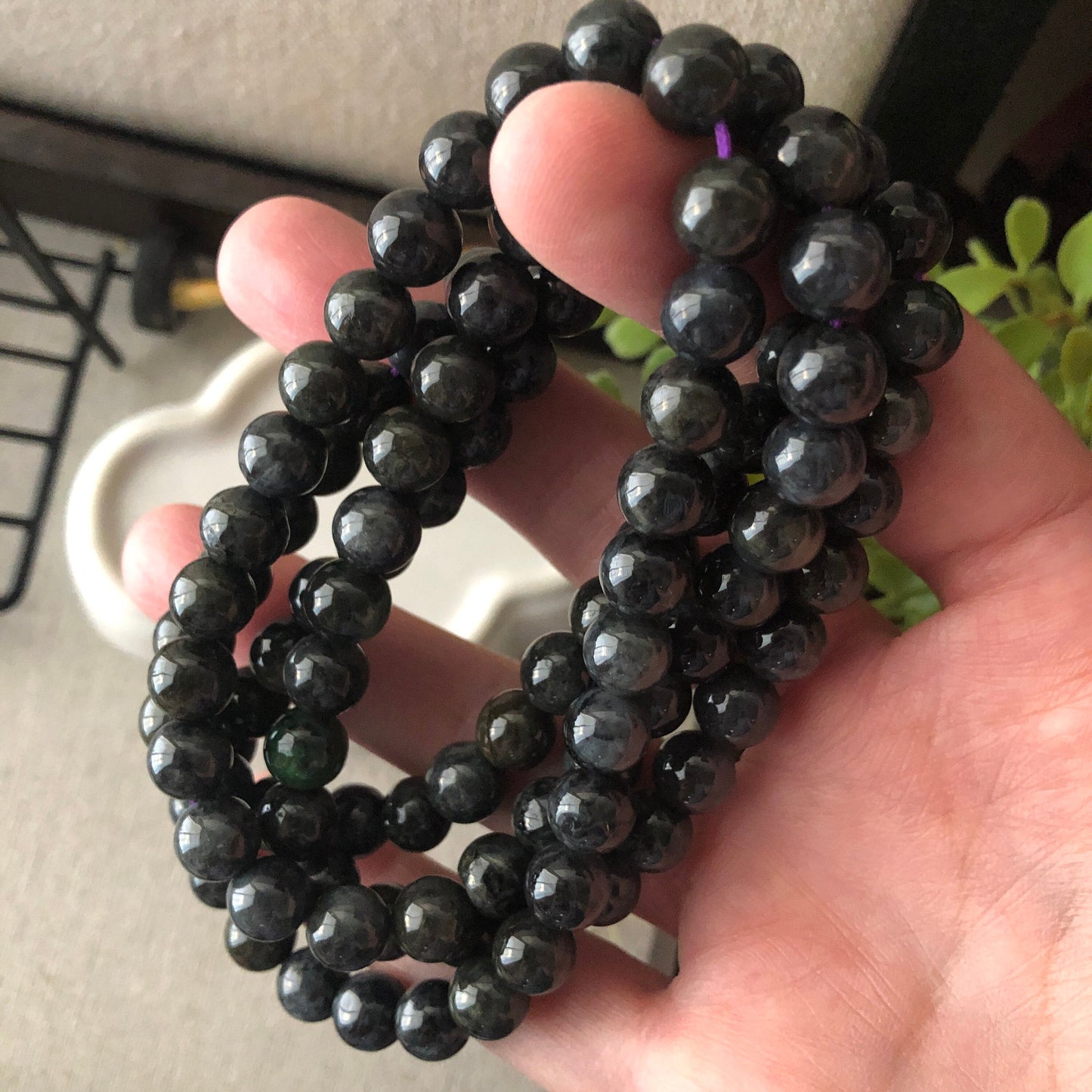 8mm Wuji Black Jade Jadeite Round Bead Necklace Bracelet