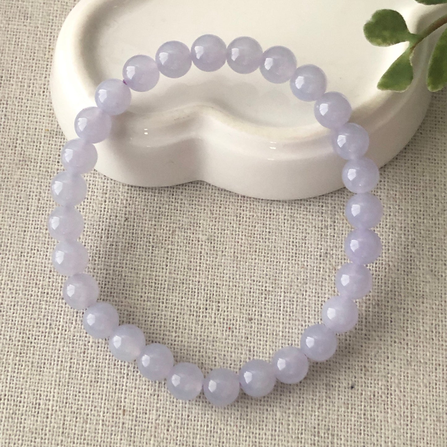 6.7 mm Jadeite Jade Icy Lavender Bead Bracelet