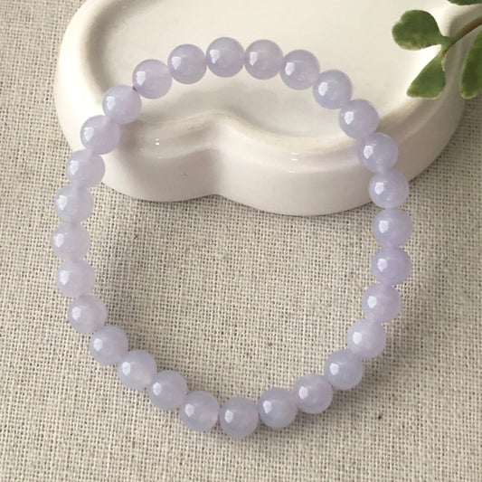 6.7 mm Jadeite Jade Icy Lavender Bead Bracelet