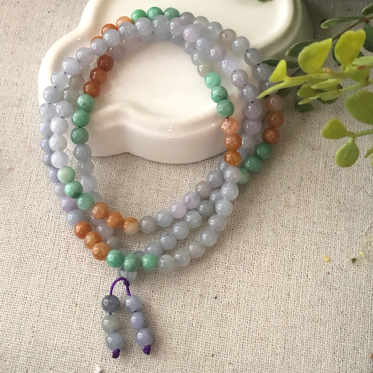 5.2mm Light Lavender Jadeite Jade Bead Bracelet Necklace