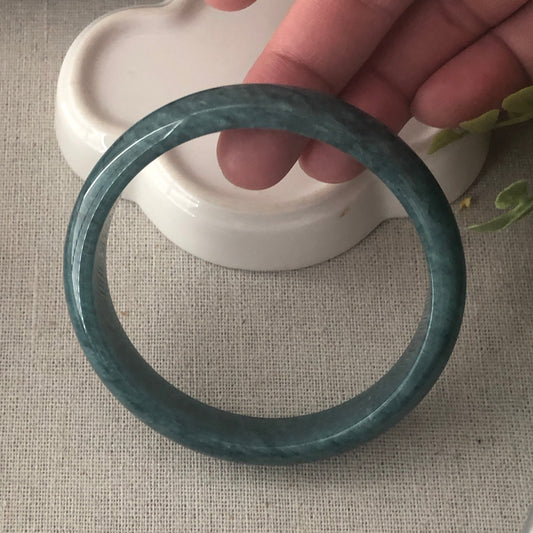 RARE 59 mm Burma Blue Green Gradient D Shaped Jadeite Jade Bangle