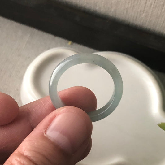 Us size 9.5-10 Jadeite Jade Blue Carved Band Ring