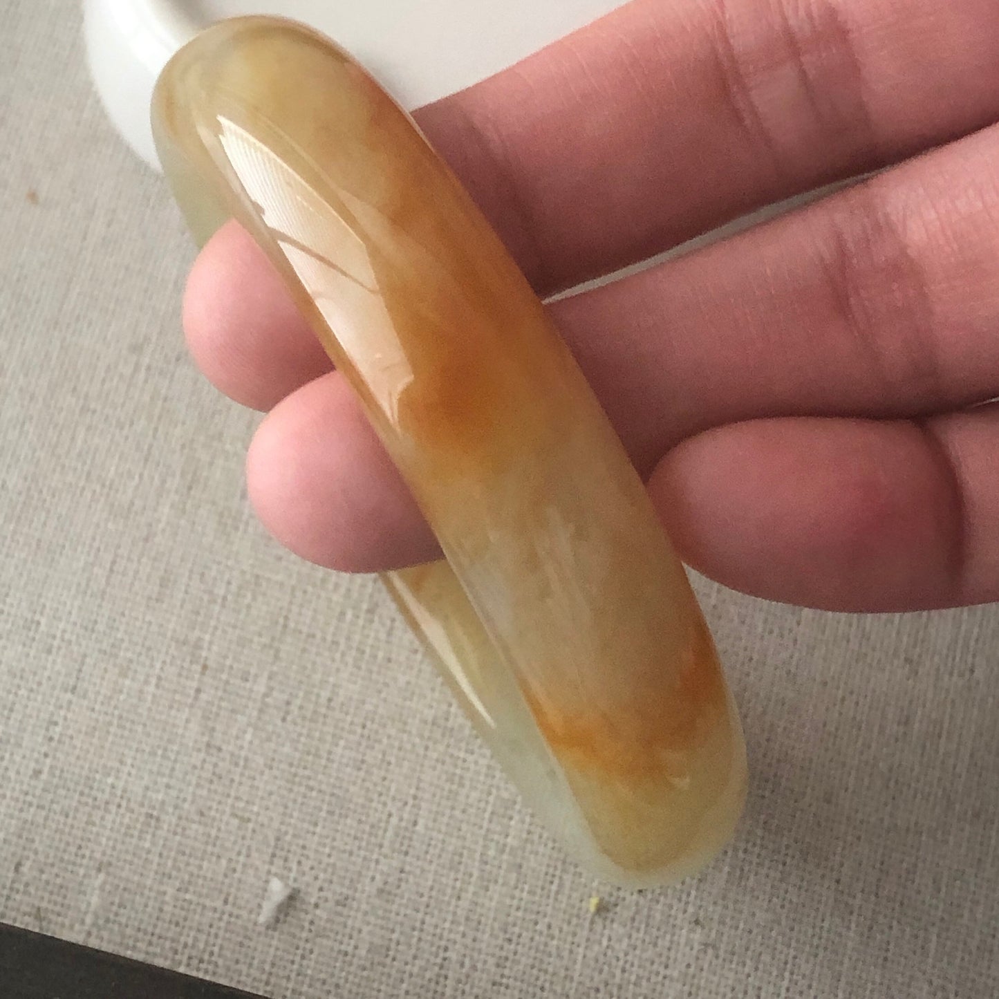 55mm Hetian Jade Yellow Brown Bangle