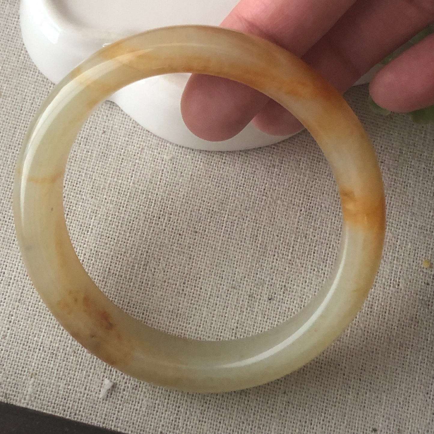 55mm Hetian Jade Yellow Brown Bangle