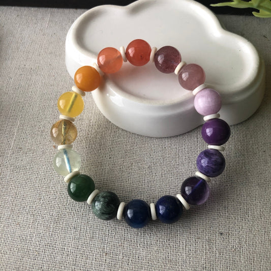10mm Assorted Gemstones Grade A Natural Bead Bracelet Health Circulation Icy