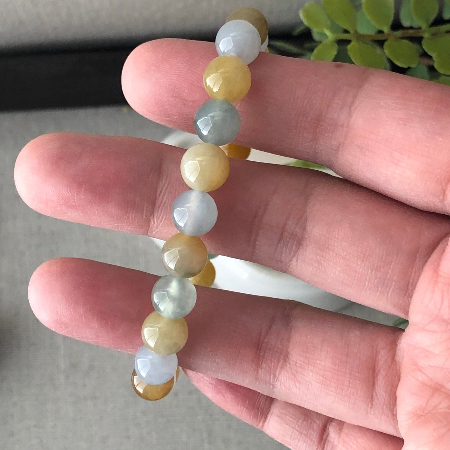 7.4 mm High Icy Assorted Jadeite Jade Bead Bracelet