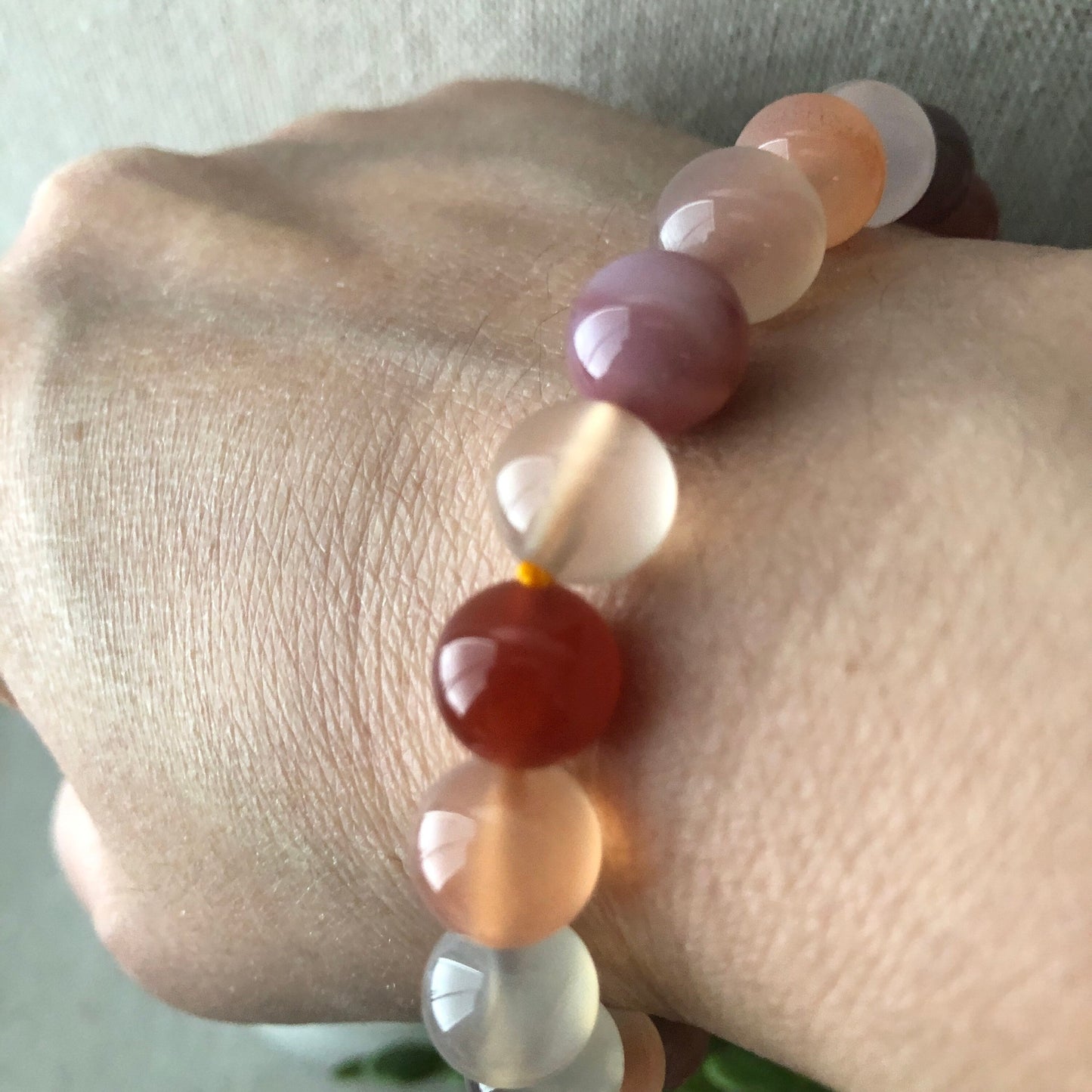 10mm Assorted Agate Grade A Natural Bead Bracelet Health Circulation Red Pink Tone