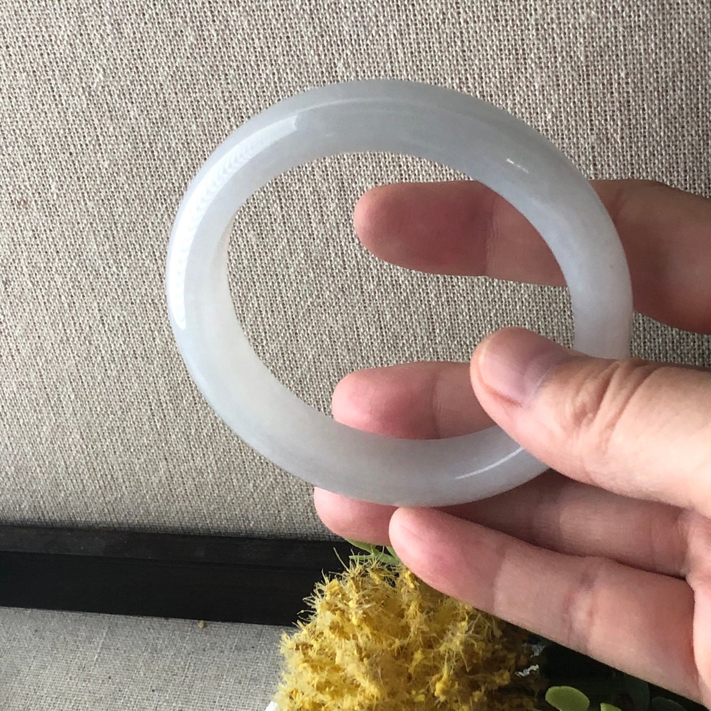 57mm Icy Light Green Tone Jadeite Jade Bangle