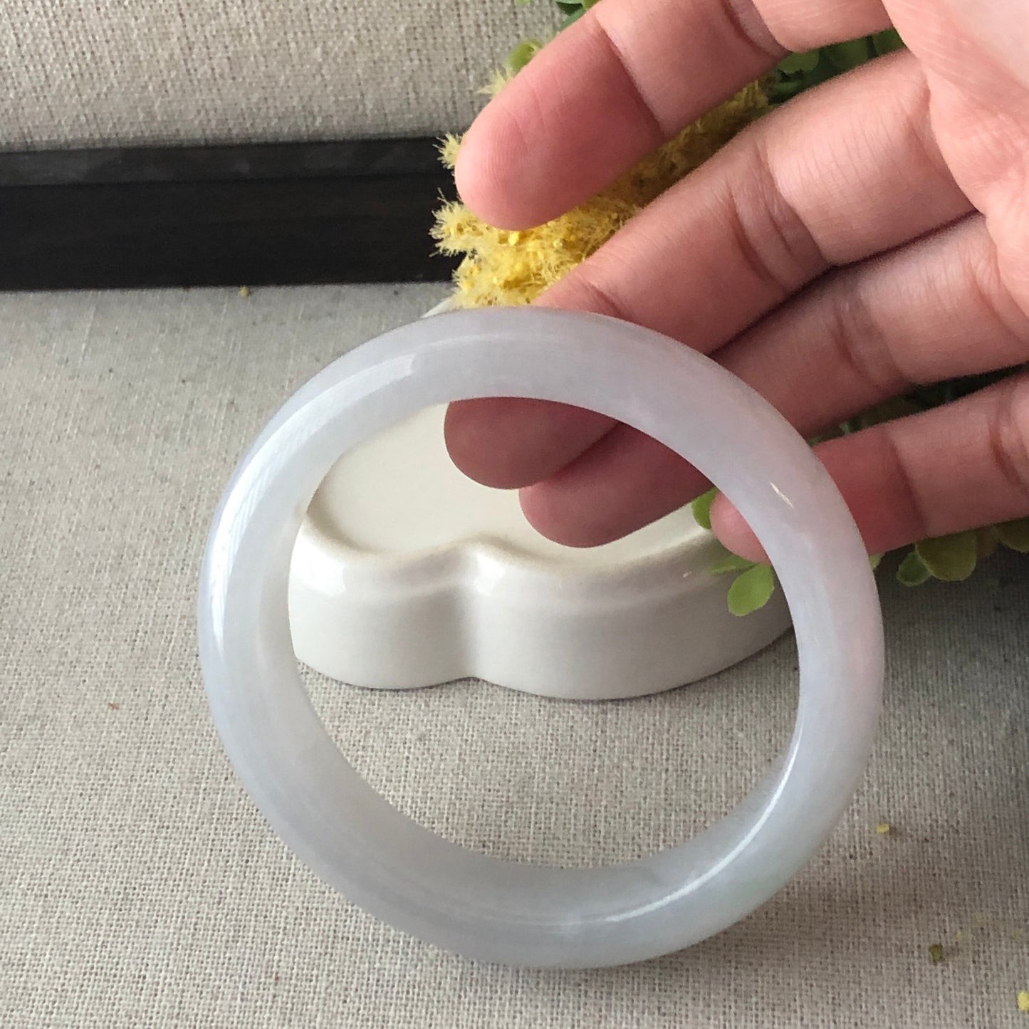 57mm Icy Light Green Tone Jadeite Jade Bangle