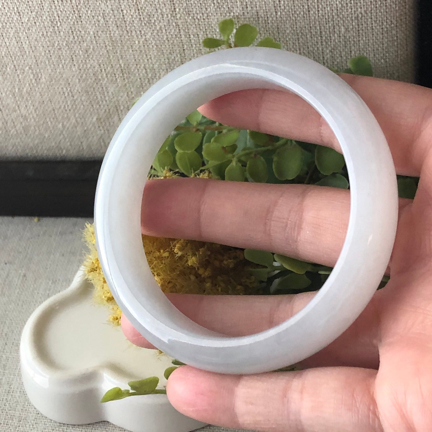 57mm Icy Light Green Tone Jadeite Jade Bangle