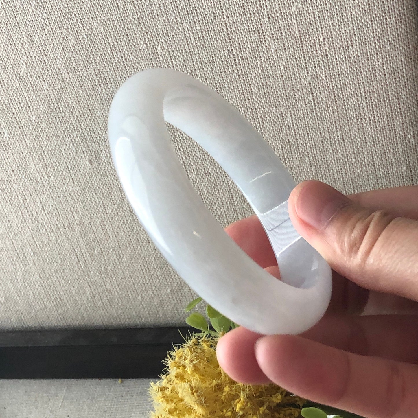 57mm Icy Light Green Tone Jadeite Jade Bangle