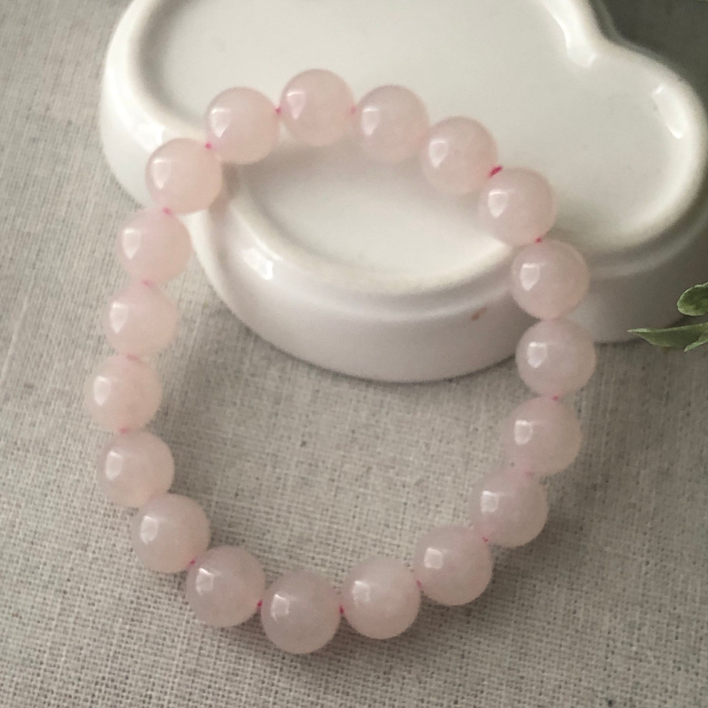 Reserve: 10mm Glossy Hetian Pink Jade Bead Bracelet