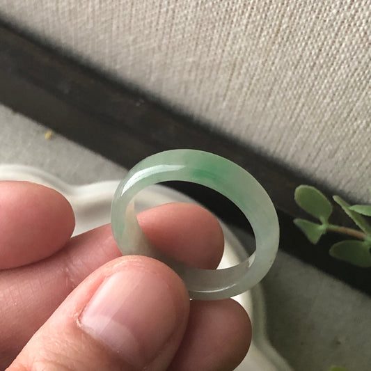 Us size 9.5-10 Jadeite Jade Earthy Green Carved Band Ring