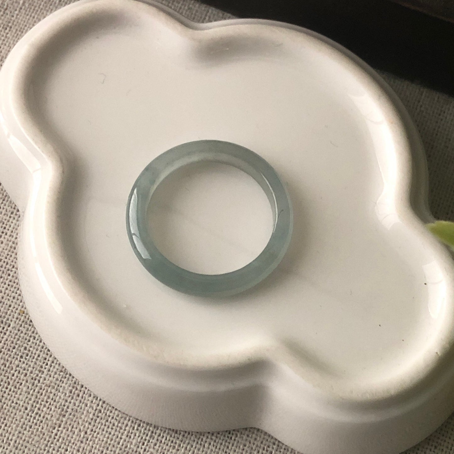 Us size 9.5-10 Jadeite Jade Blue Carved Band Ring