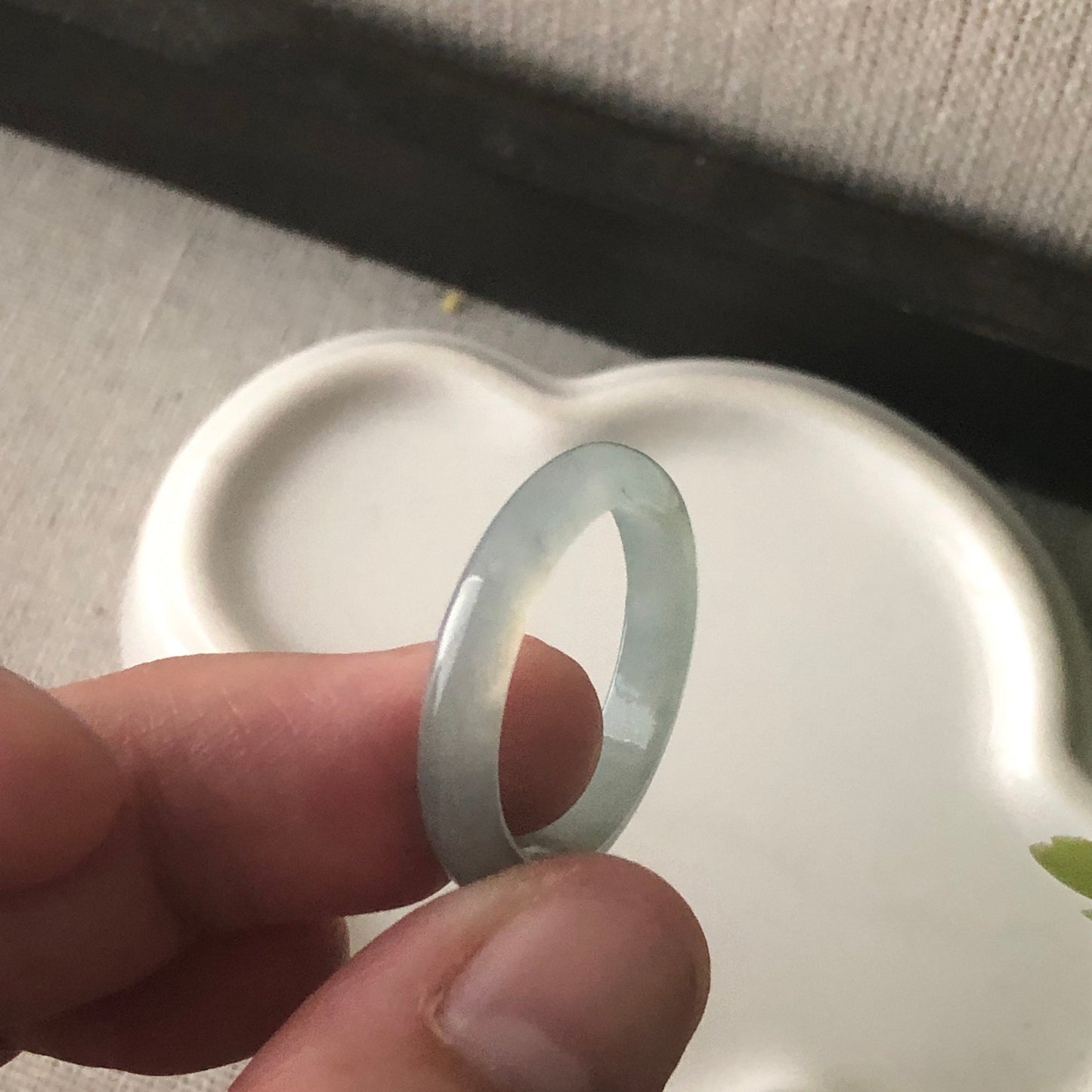 Us size 9.5-10 Jadeite Jade Blue Carved Band Ring