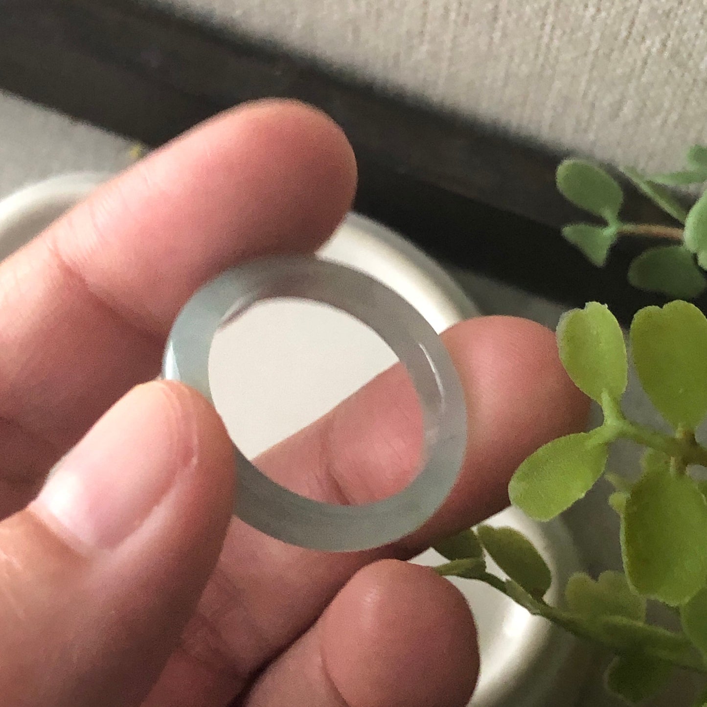 Us size 9.5-10 Jadeite Jade Blue Carved Band Ring