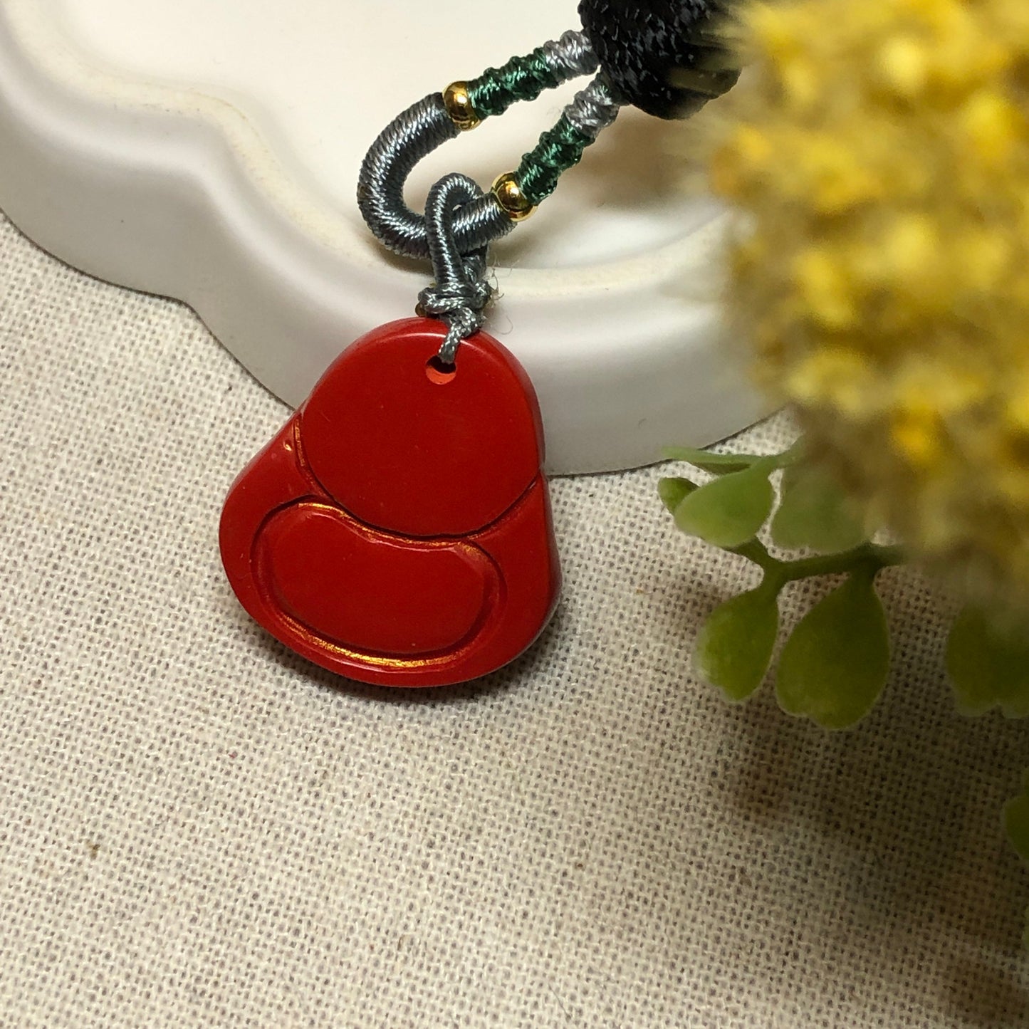 26.8 mm Cinnabar Carved Red Buddha Pendant NOT JADE