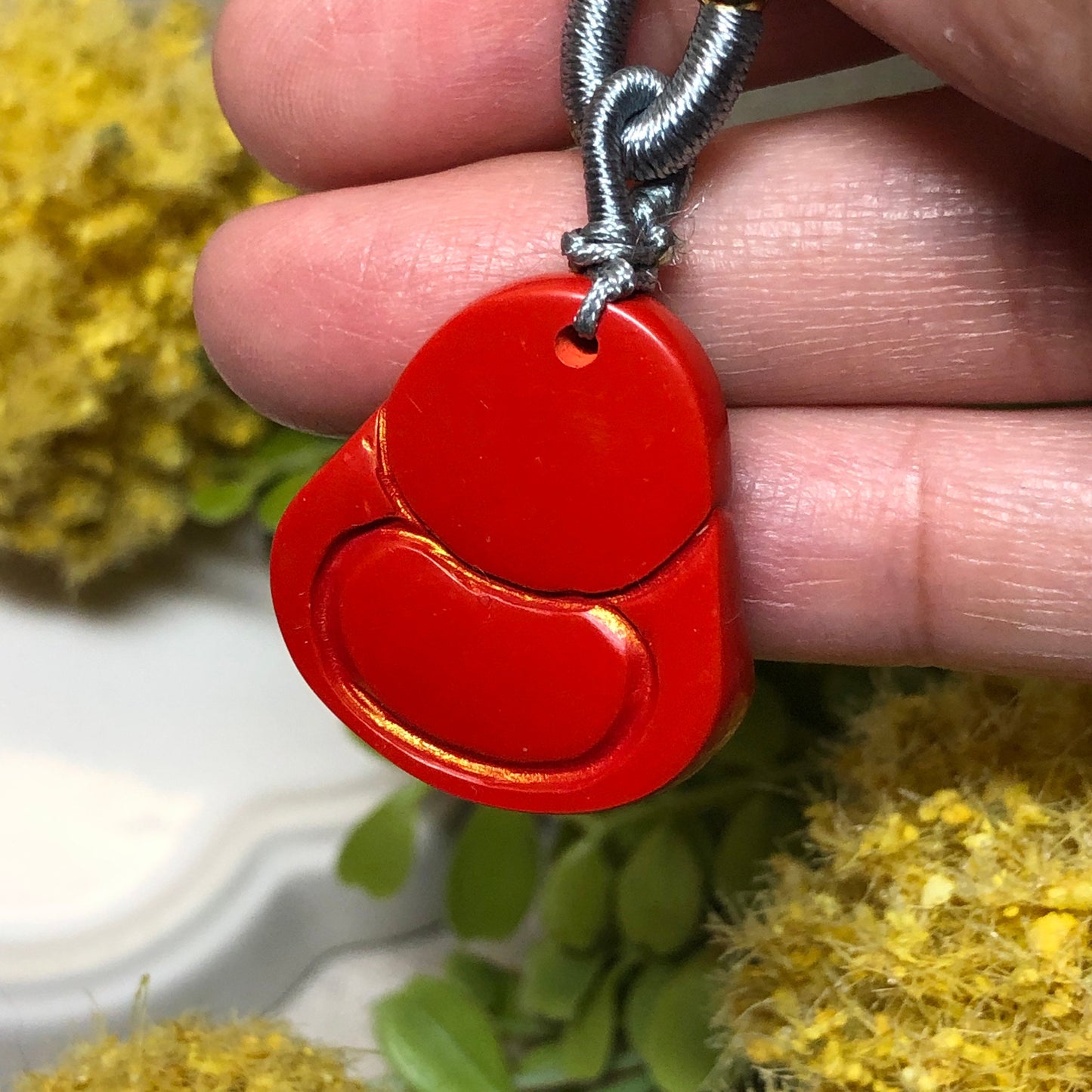 26.8 mm Cinnabar Carved Red Buddha Pendant NOT JADE