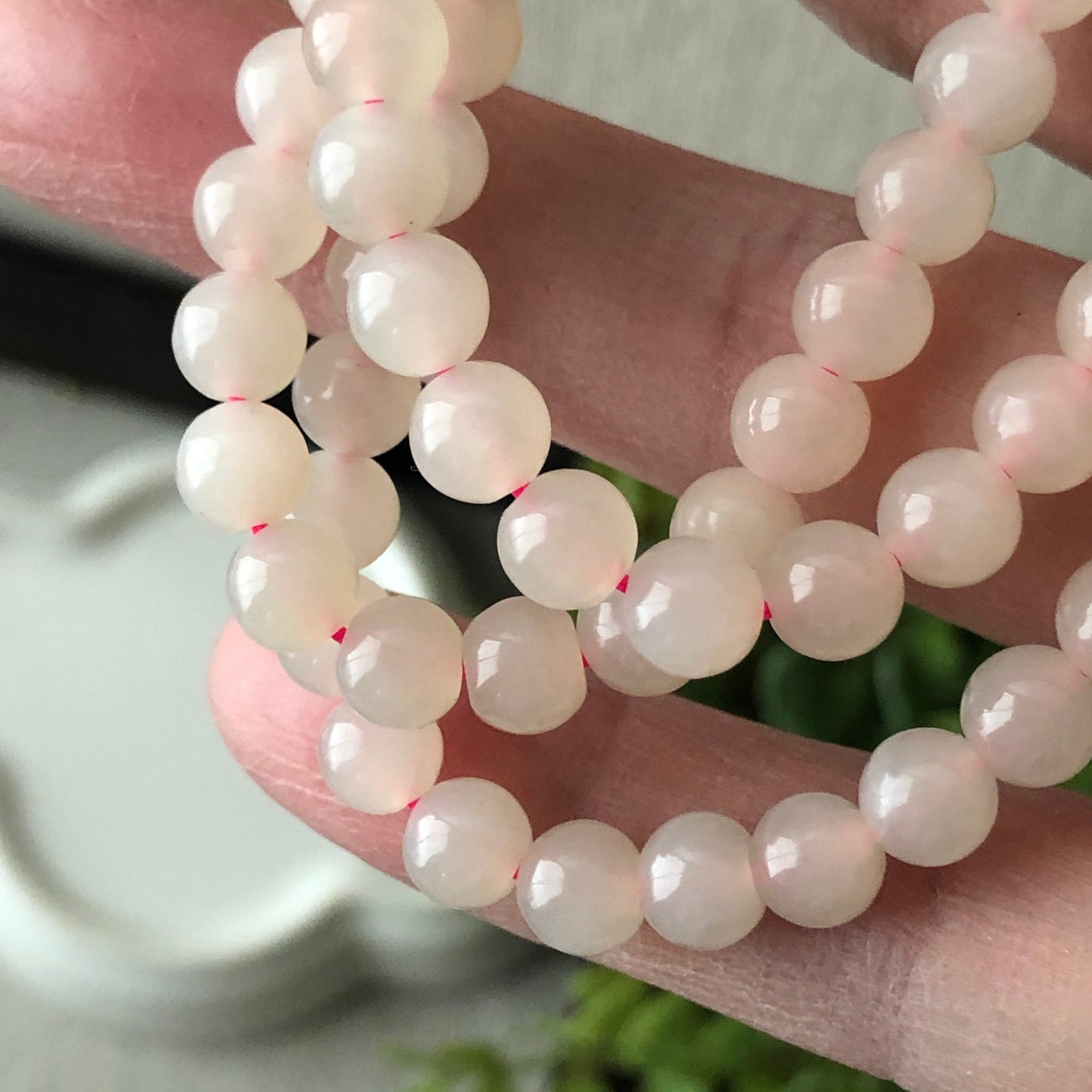 5.8mm Hetian Jade Glossy Icy Round Bead Necklace Bracelet