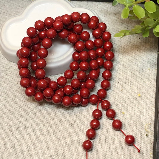 8.5 mm Cinnabar Imperial Red Bead Bracelet Necklace