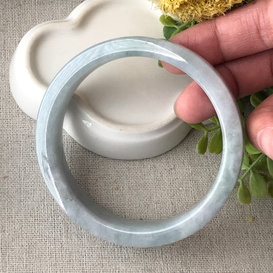 59mm Earthy Sky Blue Jadeite Jade Square Edge Bangle