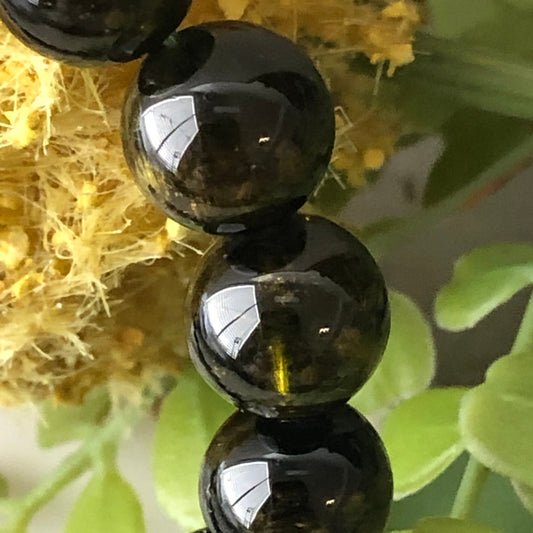 10 mm Natural Black Yellow Green Quartz Bracelet