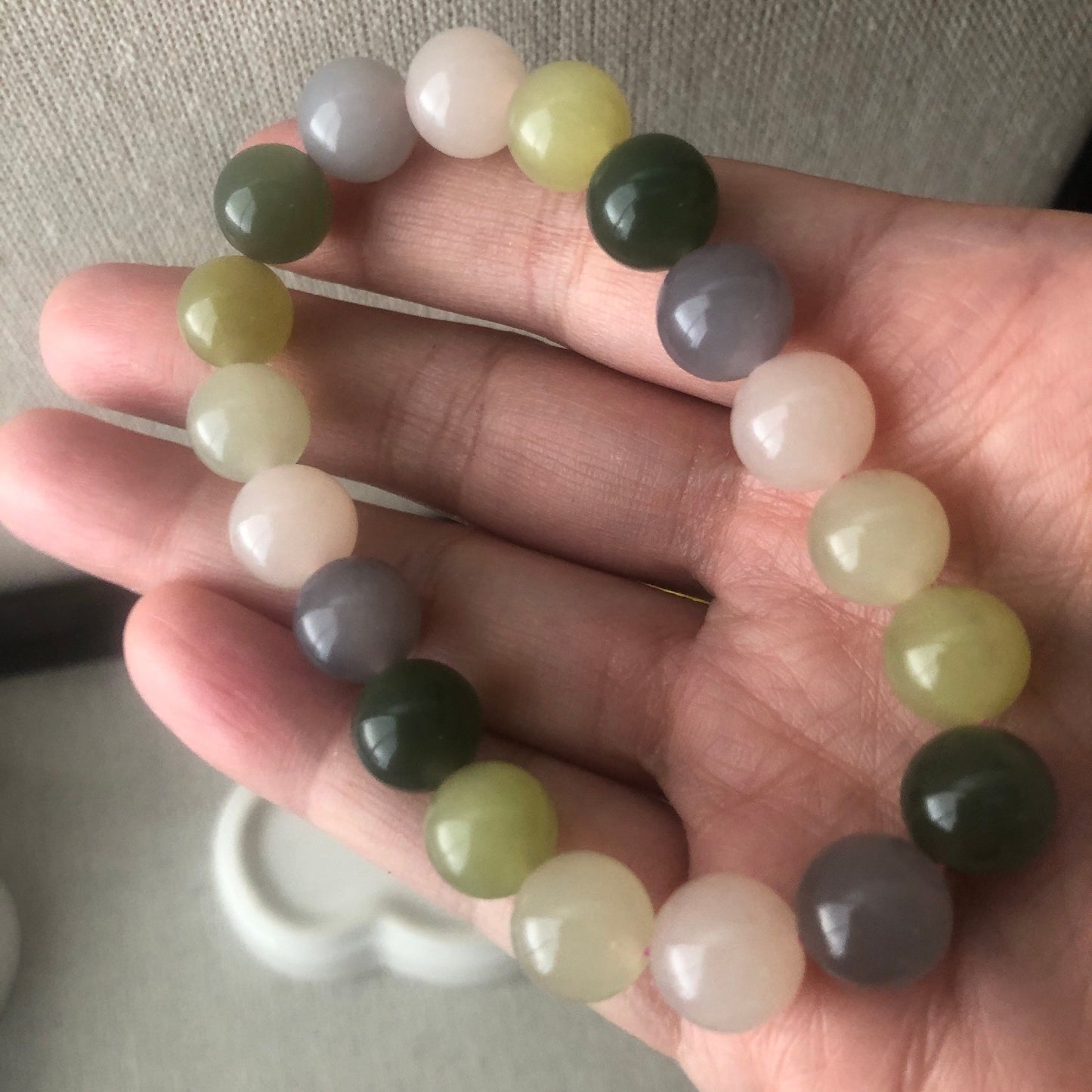 10 mm Assorted Hetian Jade Bead Bracelet