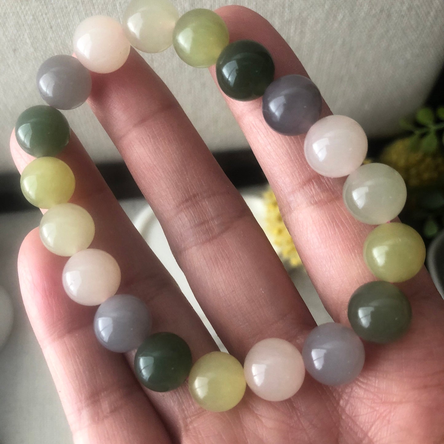 10 mm Assorted Hetian Jade Bead Bracelet