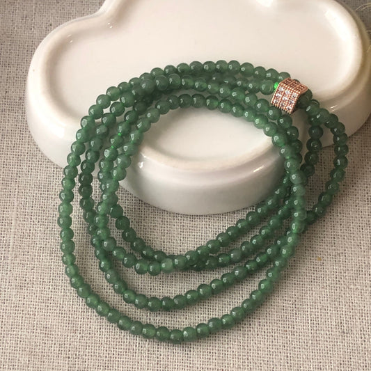 3.5mm Jade Jadeite Icy Green Round Bead Necklace Bracelet