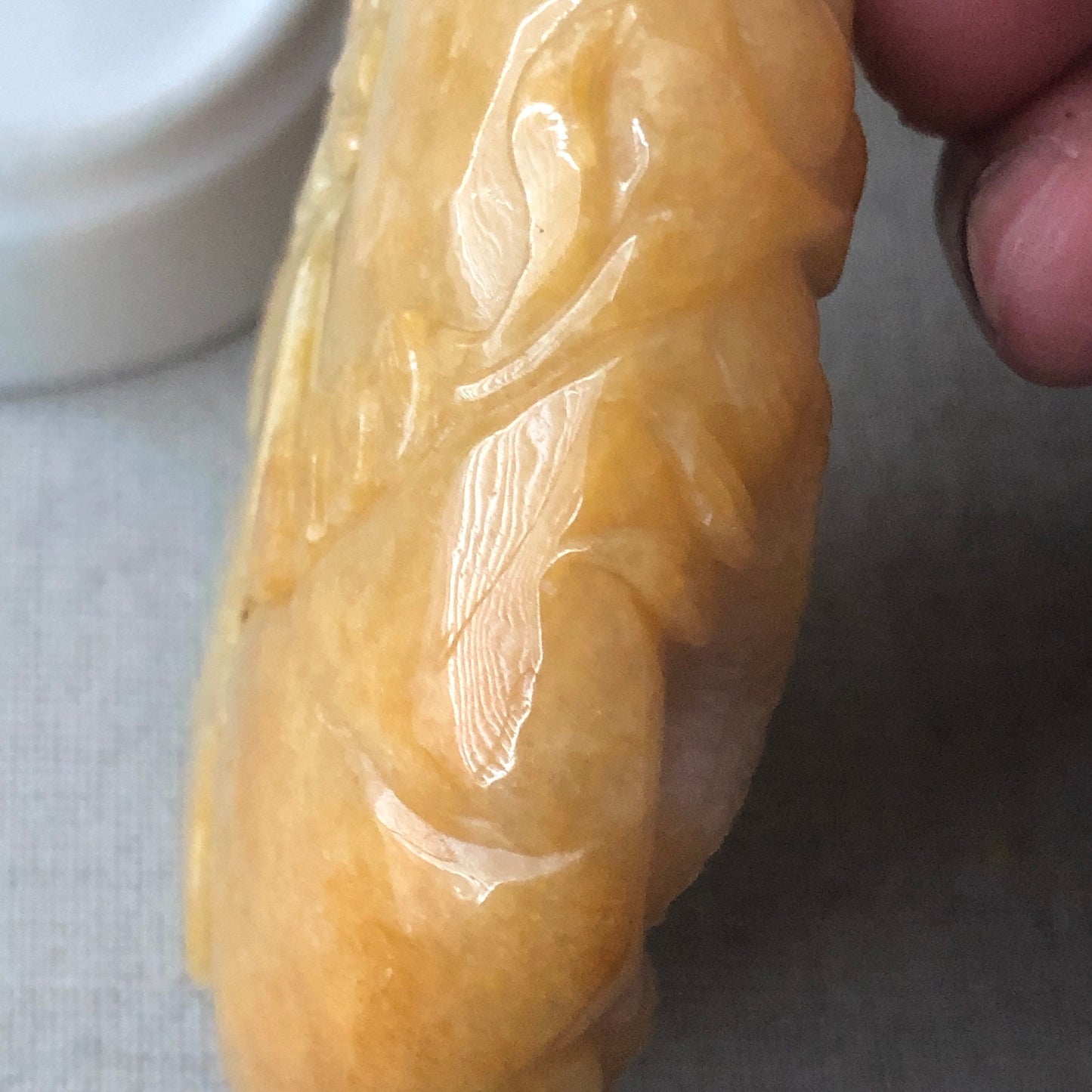 74.6mm Yellow Brown Jadeite Jade Carved General and Dragon Mask Display