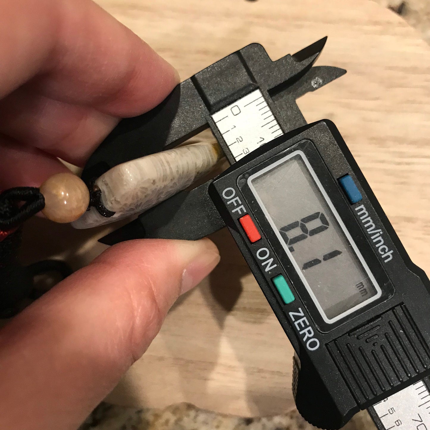 30.3mm Beige Grey Maive Fossil Coral Pendant with Neck Rope Tie BC006