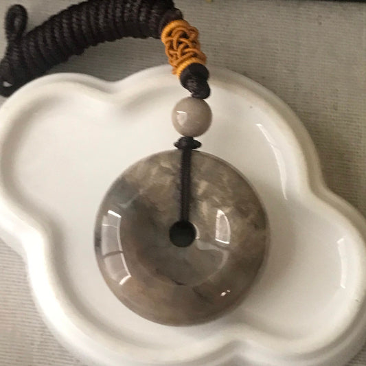 33 mm Yellow Brown Fossil Coral Pendant with Neck Rope Tie FC606