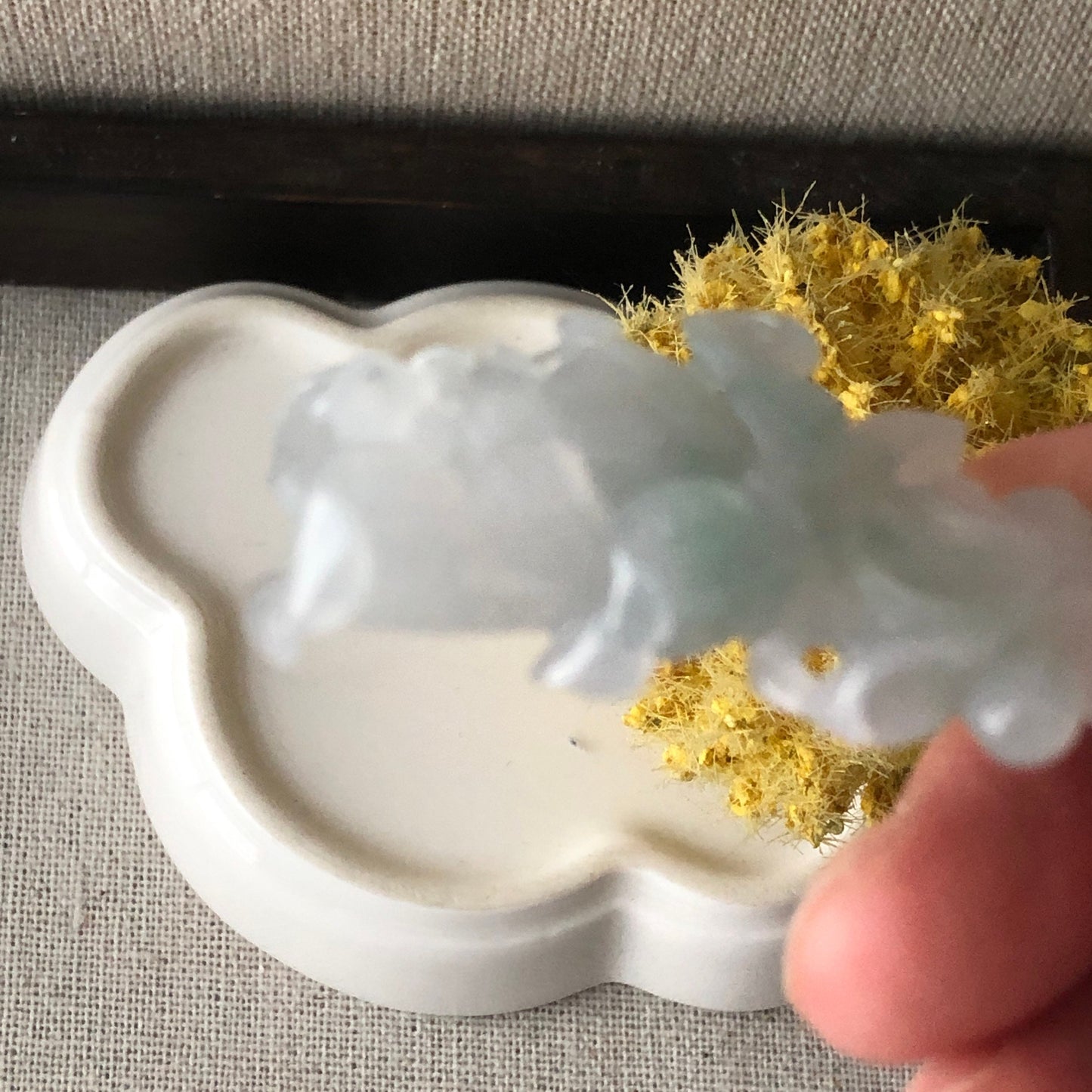46mm Icy Tint Green Jadeite Jade Carved Flower Pendant