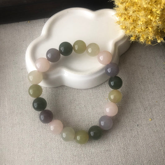 10 mm Assorted Hetian Jade Bead Bracelet