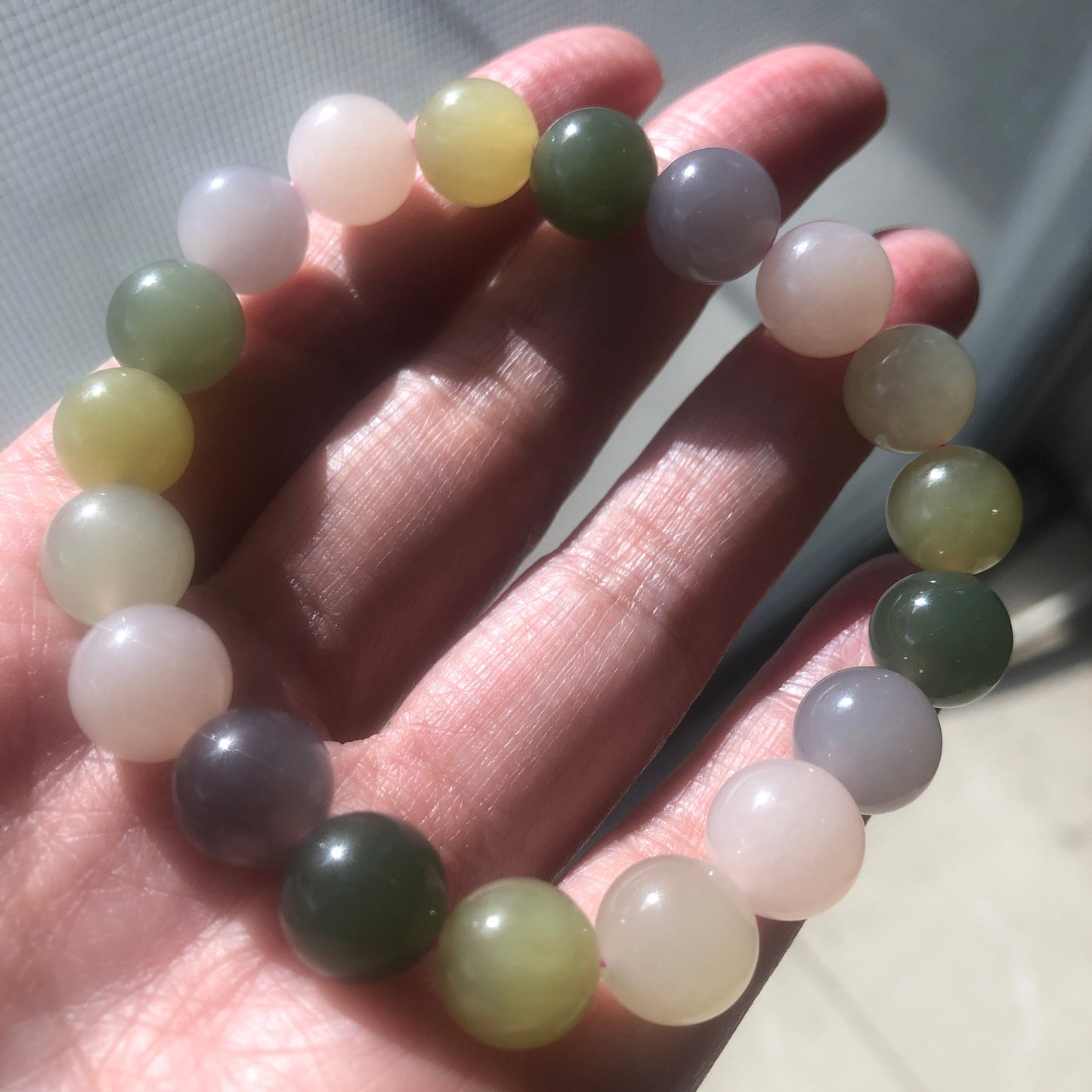 10 mm Assorted Hetian Jade Bead Bracelet