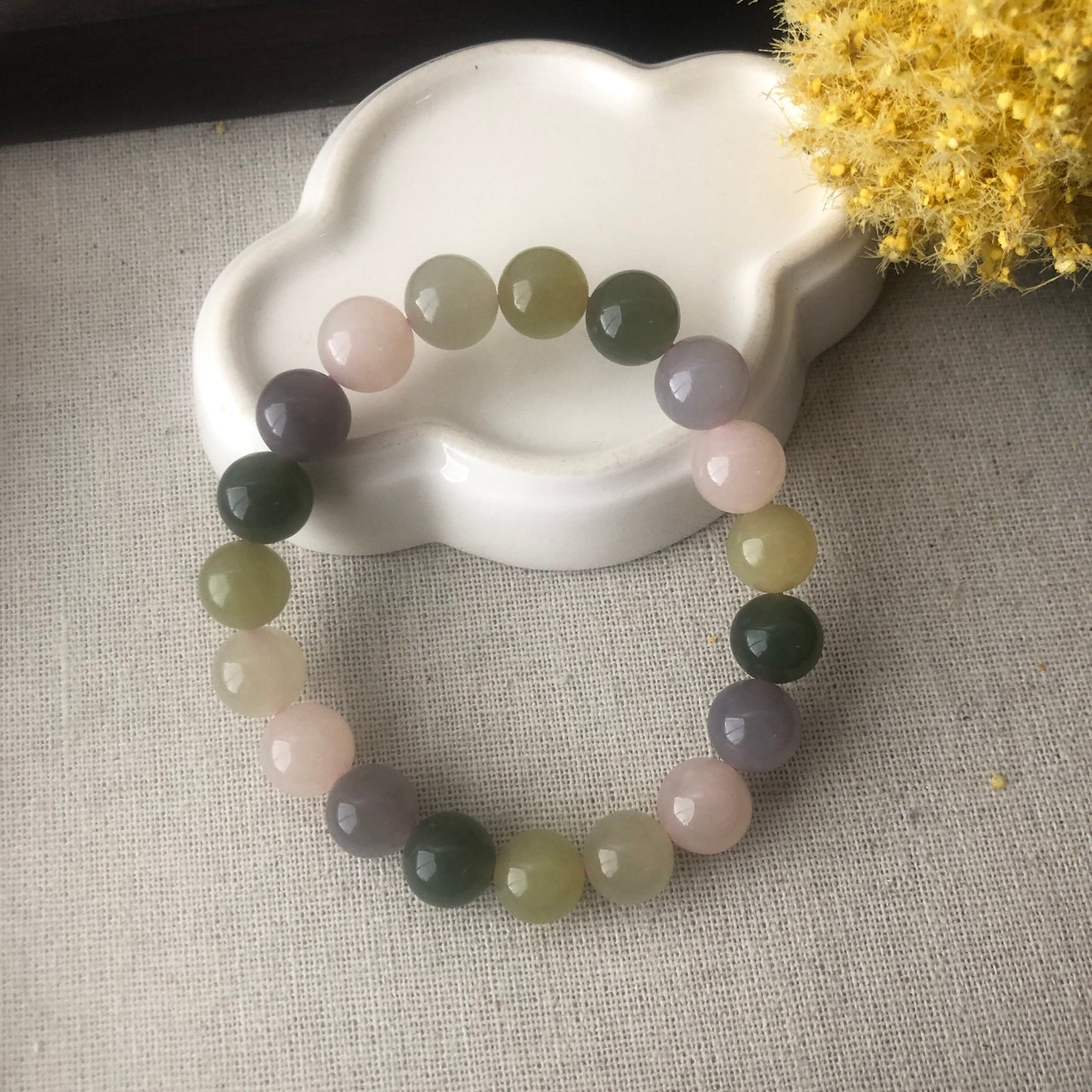 10 mm Assorted Hetian Jade Bead Bracelet