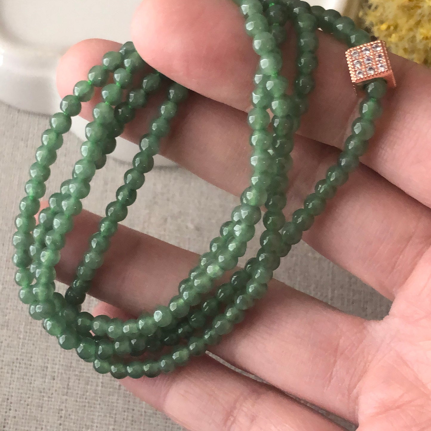 3.5mm Jade Jadeite Icy Green Round Bead Necklace Bracelet