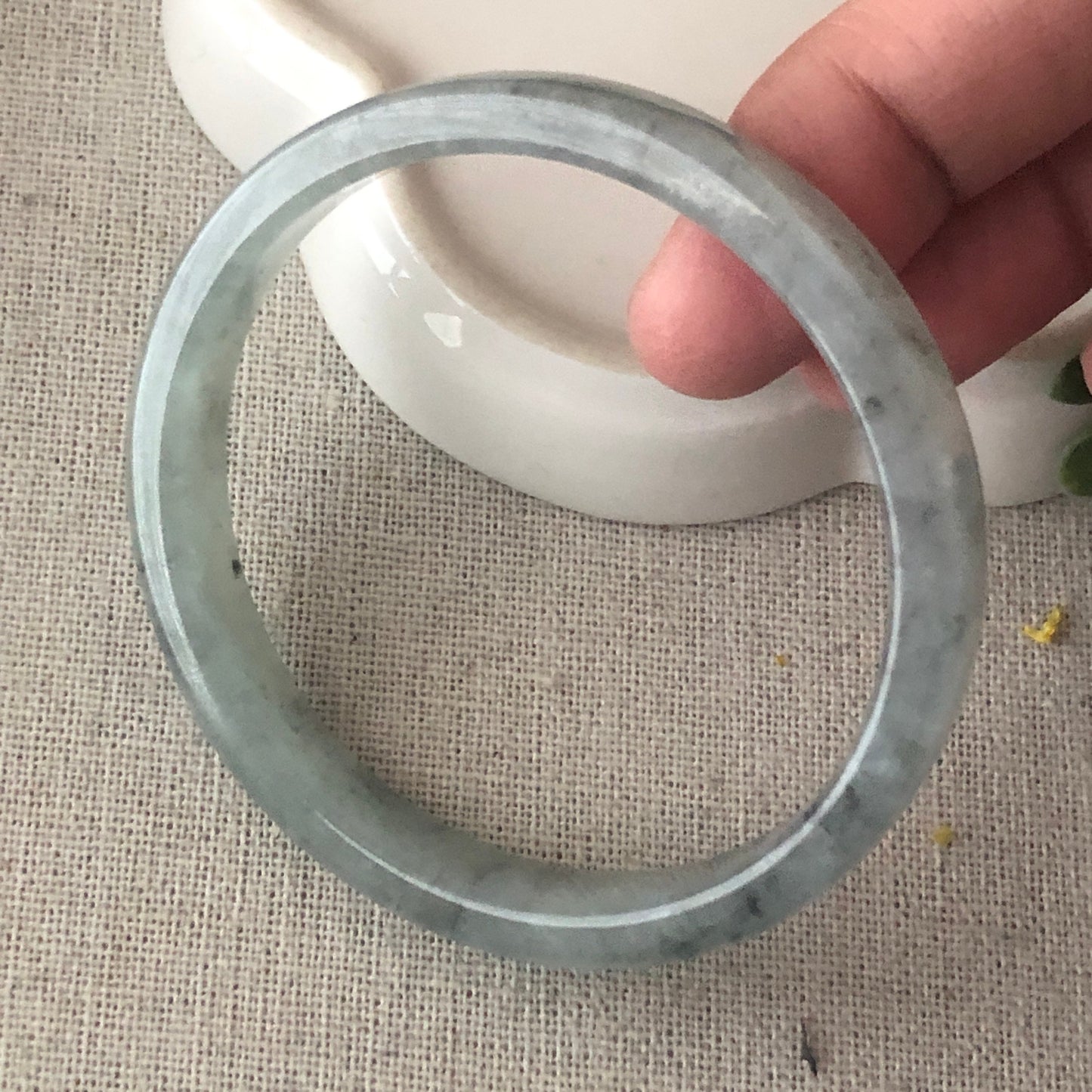 53.5mm Icy Wuji Tint Green D Cuff shaped Jadeite Jade Bangle