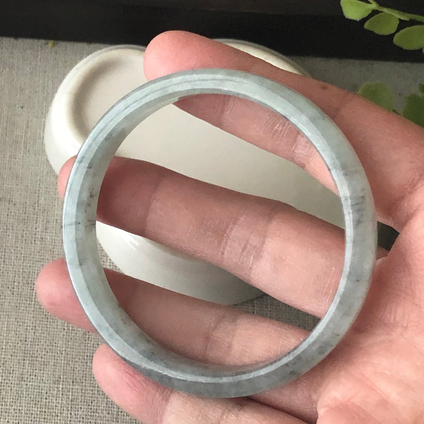 53.5mm Icy Wuji Tint Green D Cuff shaped Jadeite Jade Bangle