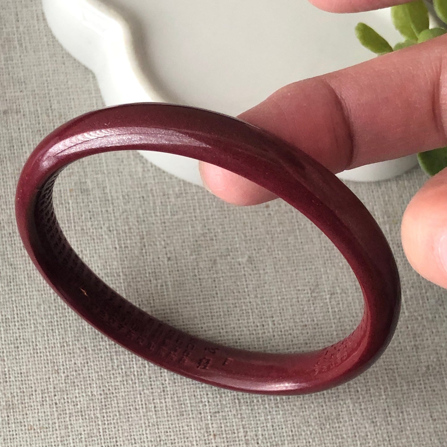 56 mm Imperial Purple Cinnabar Bangle with Carved Six Word Blessing in the Inner side
