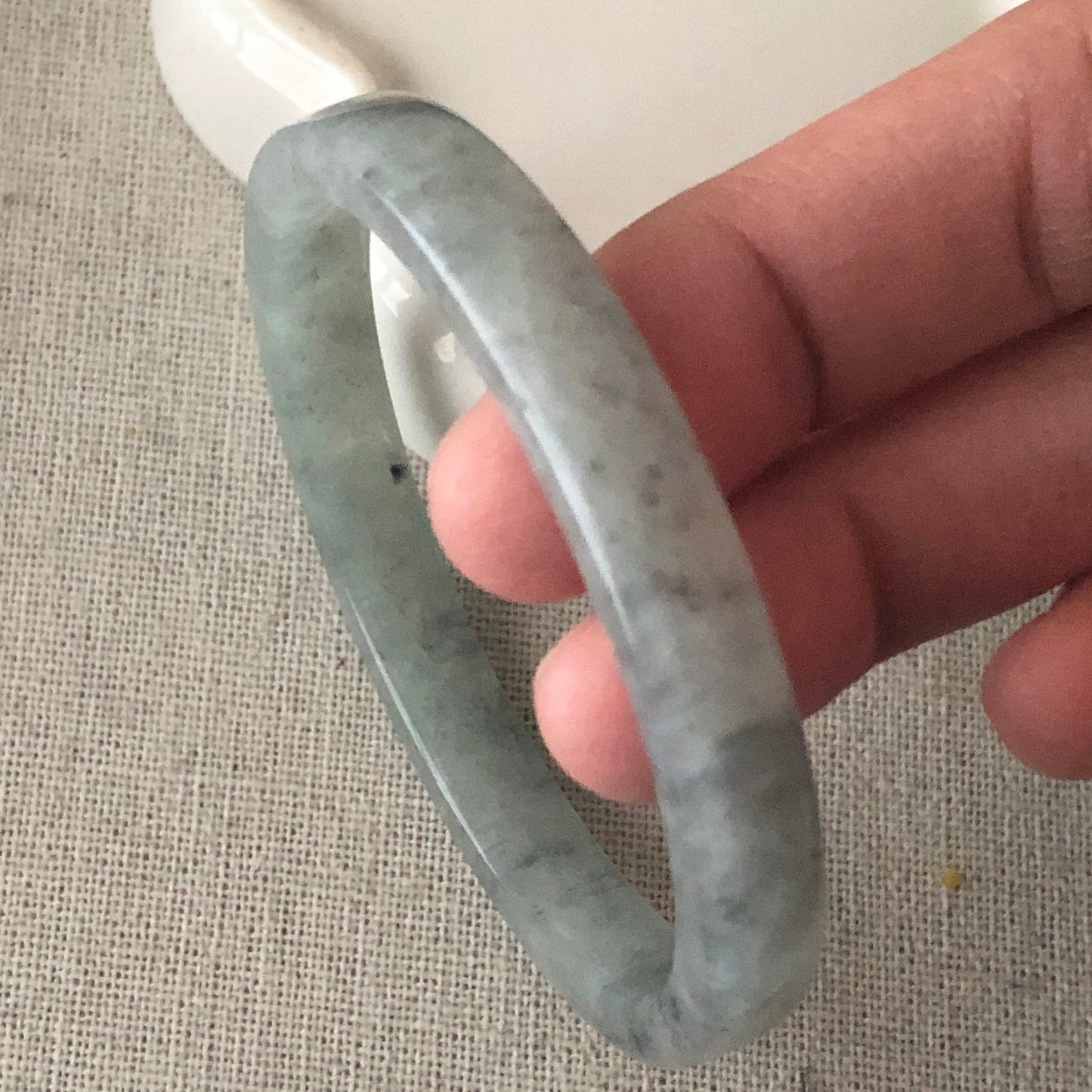 53.5mm Icy Wuji Tint Green D Cuff shaped Jadeite Jade Bangle