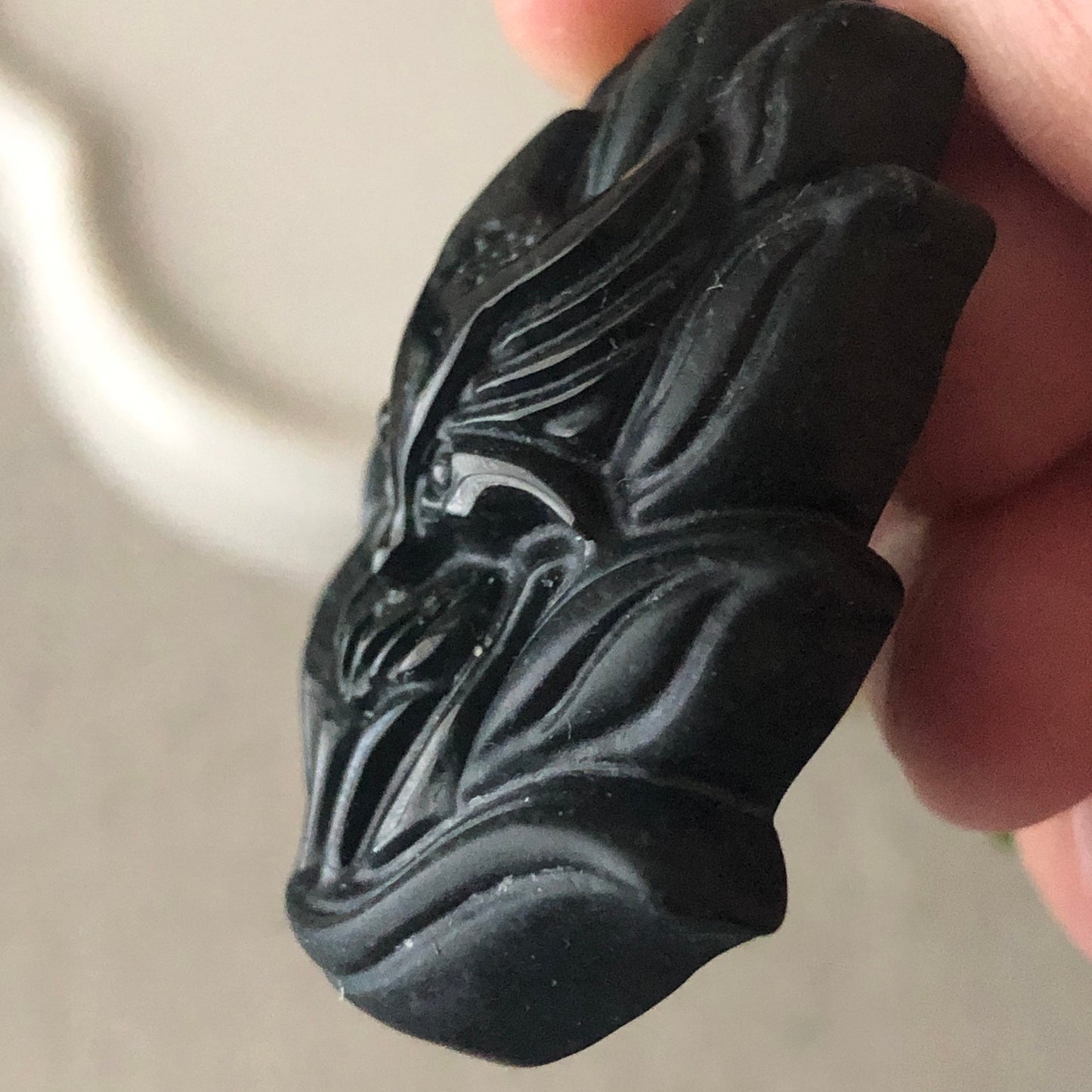 40mm Black Jadeite Jade Carved Fox Tail Kitsune Pendant